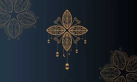 Ramadan kareem background banner vector set with luxury ornament ramadan ei.. Stock Illustration
