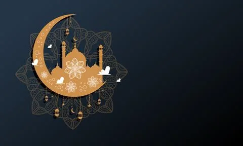 Ramadan kareem background banner vector set with luxury ornament ramadan ei.. Stock Illustration