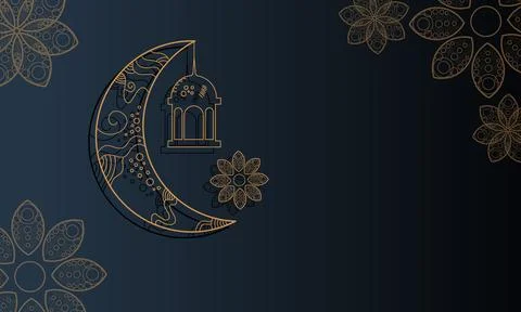 Ramadan kareem background banner vector set with luxury ornament ramadan ei.. Illustrazione stock