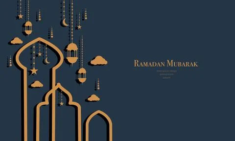 Ramadan kareem background banner vector set with luxury ornament ramadan ei.. Illustrazione stock