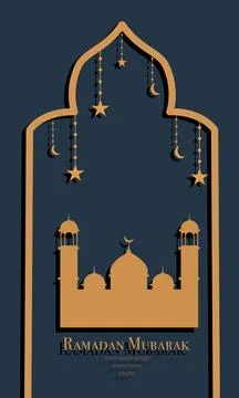 Ramadan kareem background banner vector set with luxury ornament ramadan ei.. Stock Illustration