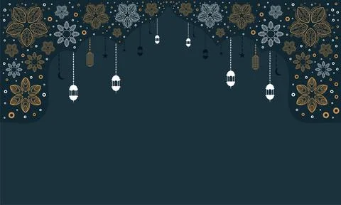 Ramadan kareem background banner vector set with luxury ornament ramadan ei.. Illustrazione stock