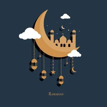 Ramadan kareem background banner vector set with luxury ornament ramadan ei.. Stock Illustration