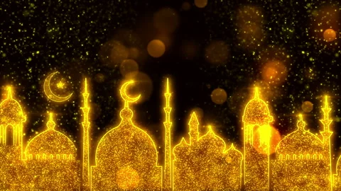 Ramadan Kareem Background with golden particles Stock Footage 236417892