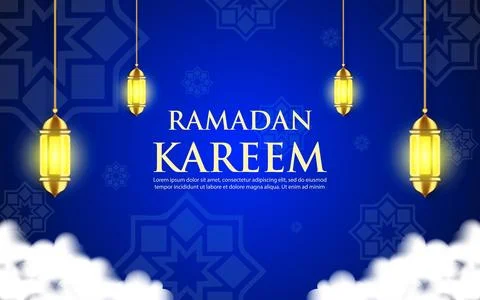 Ramadan Kareem background with lanterns. Design a Ramadan greeting card or .. Stock Illustration