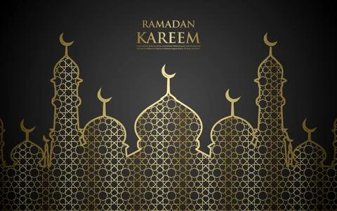 Ramadan Kareem background. Modern linear Islamic greeting card template and.. Stock Illustration