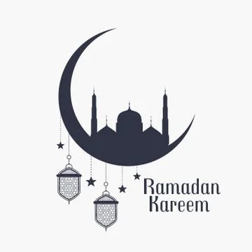 Ramadan kareem background with mosque and lamps Stock Illustration