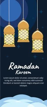 Ramadan kareem banner template with flat illustration vector for celebration Stock Illustration