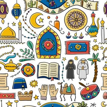 Ramadan Kareem. Design elements. Seamless pattern background Illustrazione stock