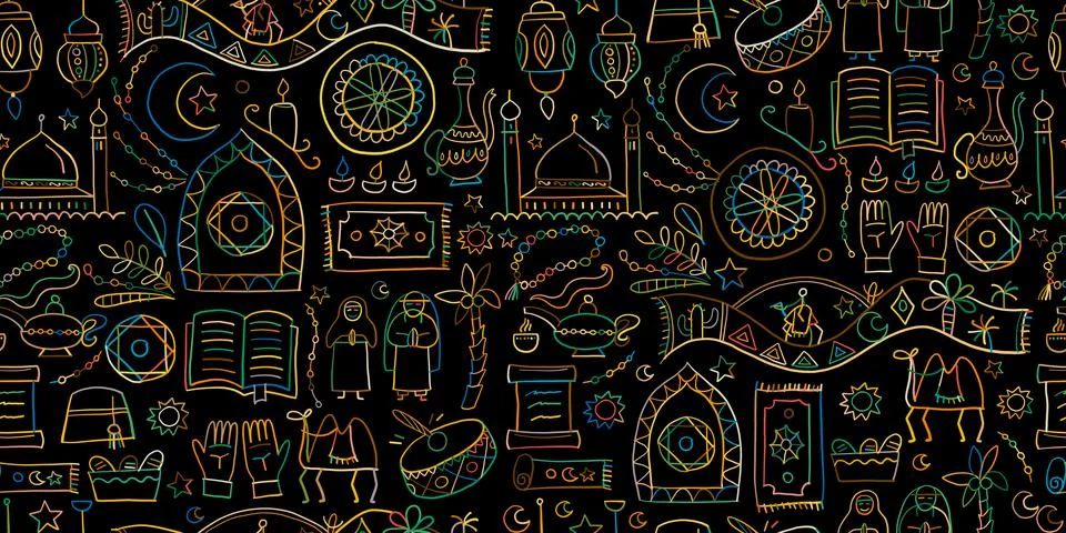 Ramadan Kareem. Design elements. Seamless pattern background イラスト素材