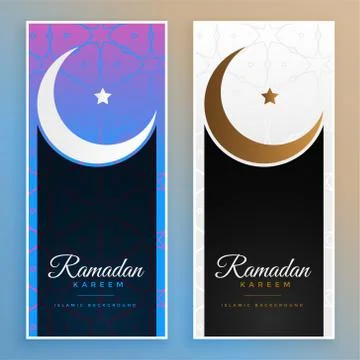 Ramadan kareem eid moon islamic banners Ilustração Stock