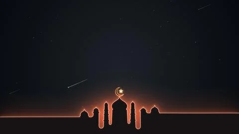Ramadan kareem eid mubarak mosque with moon and comet 스톡 일러스트