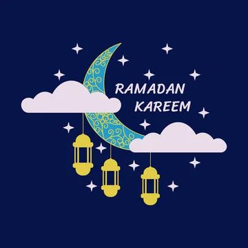Ramadan kareem flat label Stock Illustration