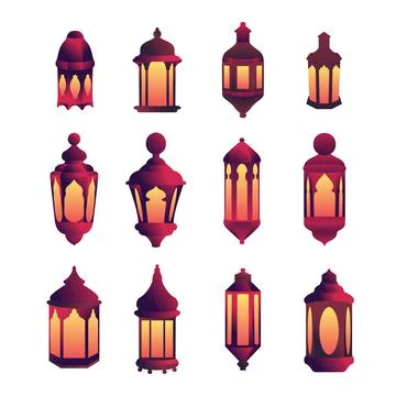 Ramadan Kareem Flat Style Background, Lantern. Oriental elements. traditional Illustrazione stock