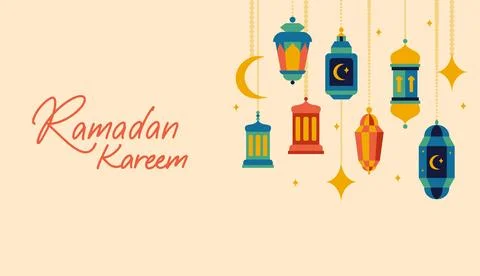 Ramadan Kareem Flat Web Banner Stock Illustration