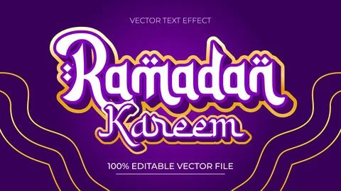 Ramadan Kareem gold text effect vector template with Islamic Theme Illustrazione stock
