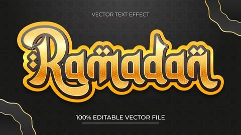 Ramadan Kareem gold text effect vector template with Luxury Style Illustrazione stock