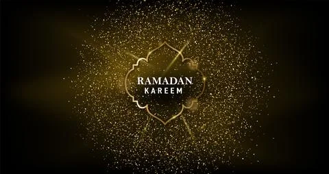 Ramadan kareem gold vector background. Luxury golden greeting card with glitt Stock Illustration