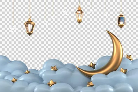Ramadan Kareem Greeting elements background Islamic with decorative crescent  Stock Illustration