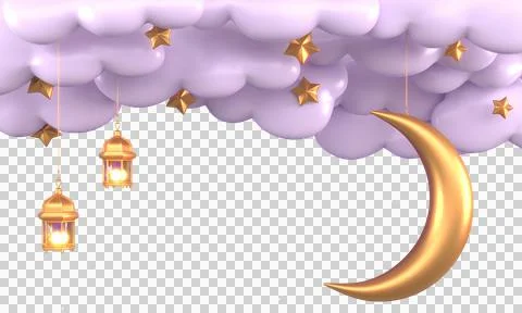 Ramadan Kareem Greeting elements background Islamic with decorative crescent  Stock Illustration