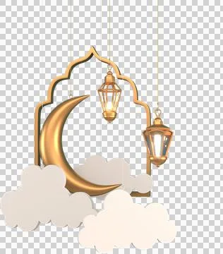 Ramadan Kareem Greeting elements background Islamic with decorative crescent  Stock Illustration