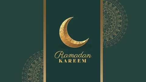 Ramadan kareem greeting motion graphic with golden moon and mandala pattern.. Stock Footage 334268076