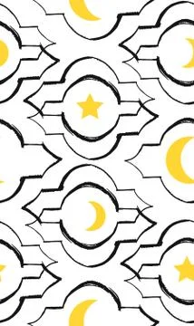 Ramadan Kareem Greeting vector seamless pattern with a modern lantern and stars Stock Illustration