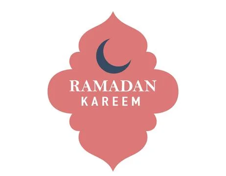 Ramadan kareem islamic frame label. Vector flat pink arabic shape badge wit.. Stock Illustration