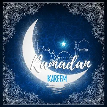 Ramadan Kareem. Islamic holiday vector shining background. Calligraphy Stock Illustration