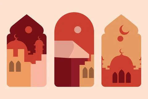 Ramadan Kareem Islamic window set. Vector illustration Stock Illustration