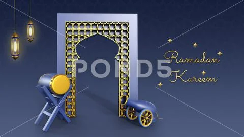 Ramadan kareem landing page 3D render template PSD Template