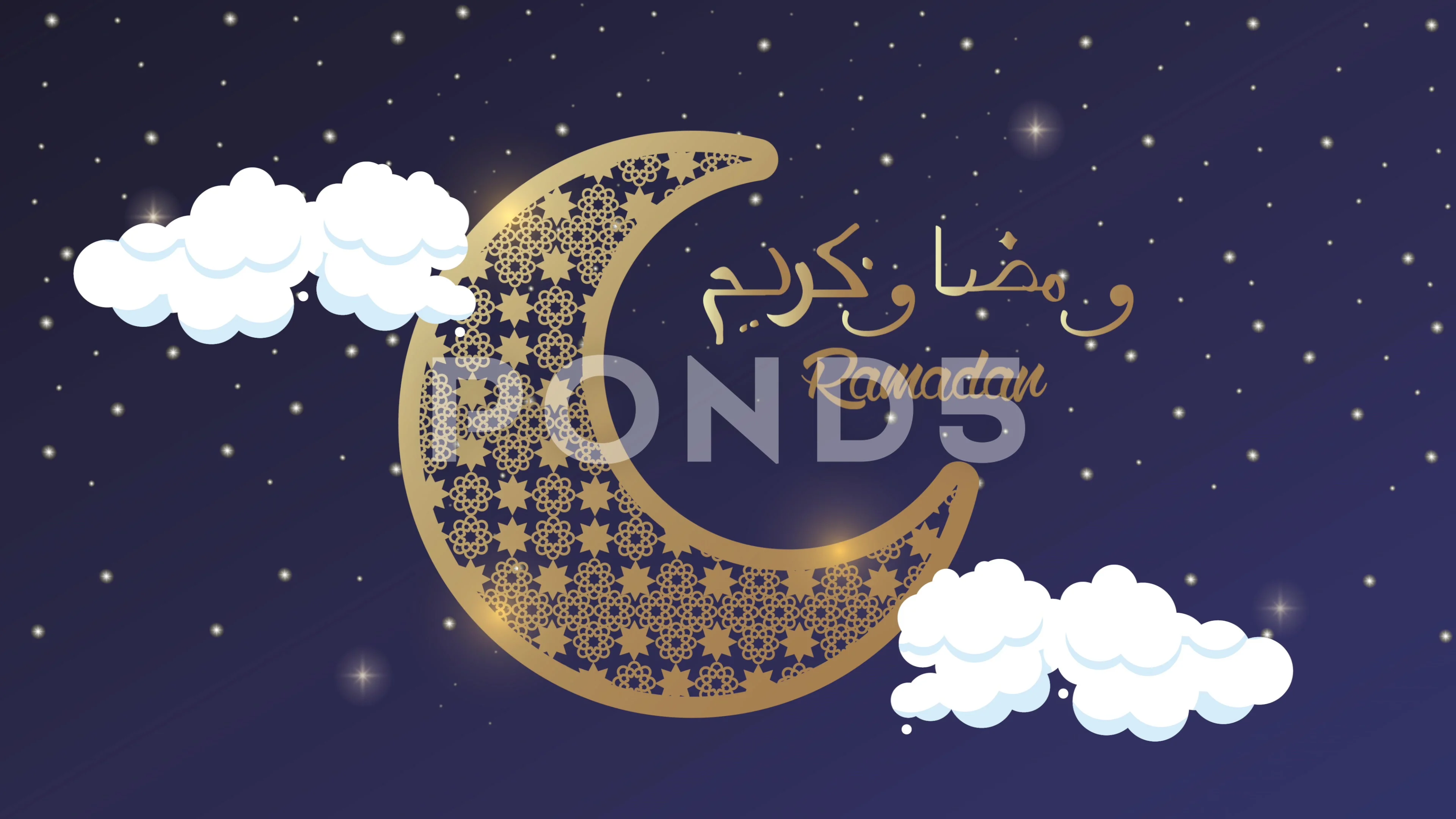 the golden crescent moon, Ramadan Kareem celebration with golden