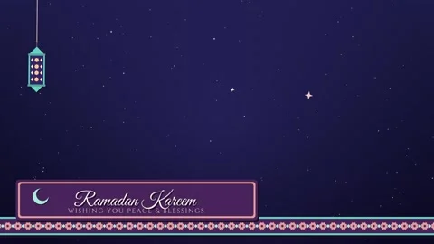 Ramadan Kareem lower third banner sliding in on an Islamic pattern band Stock Footage 348702974
