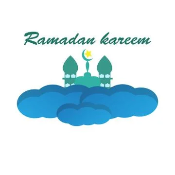 Ramadan kareem mosque above the clouds vektor design Stock Illustration