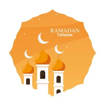 Ramadan kareem mosque building in frame Ilustración de archivo