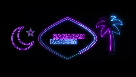 Ramadan Kareem Neon Frame Stock Footage 261295980
