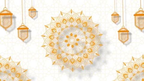 Ramadan Kareem Opener with islamic pattern with Bells isolated on Black Stock Footage 153432054