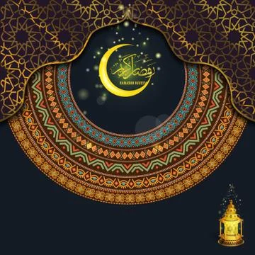 Ramadan Kareem or Eid mubarak greeting or invitation card design. Vector Stock Illustration
