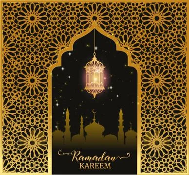 Ramadan Kareem or Eid mubarak greeting card islamic vector design Stock Illustration