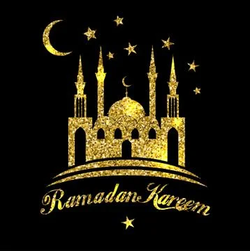 Ramadan Kareem or Eid mubarak greeting background Islamic with gold mosque on Stock Illustration