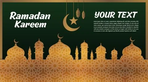 Ramadan Kareem or Eid Mubarak premium black dark green and golden Stock Illustration