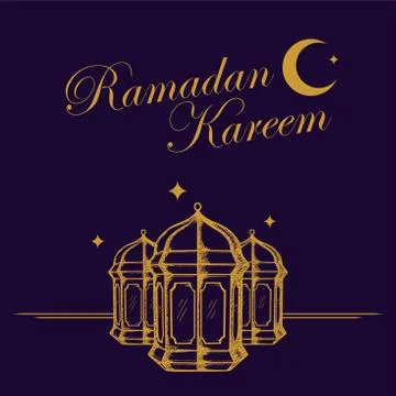 Ramadan Kareem poster template with lantern illustration Stock Illustration