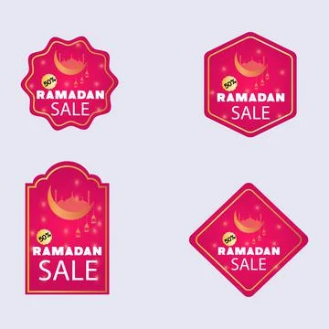 Ramadan Kareem Sale, discount and best offer tag, Labels and card with place Stock Illustration