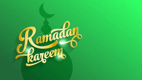 Ramadan kareem script written with italic formal offset and gold colour tones Stock Footage 129691491