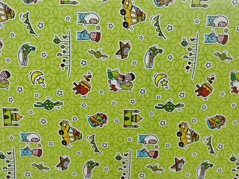 Ramadan Kareem Seamless Pattern Background with Cute Muslim Family, Mosque,  Stock Illustration