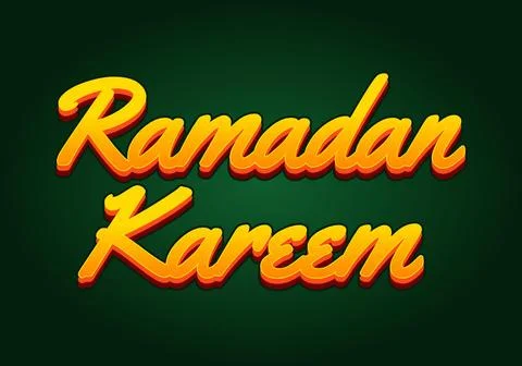 Ramadan kareem. Text effect in yellow color with 3D look Stock Illustration