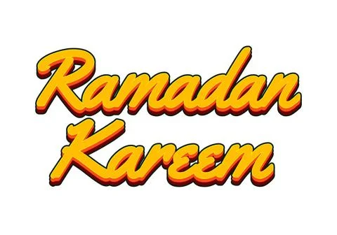Ramadan kareem. Text effect in yellow color with 3D look Stock Illustration