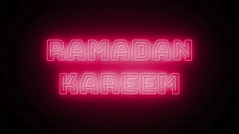 Ramadan kareem text with neon effect in black background. Seamless looping .. Stock Footage 233759303