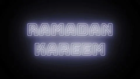 Ramadan kareem text with neon effect in black background. Seamless looping .. Stock Footage 233759319