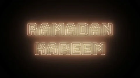 Ramadan kareem text with neon effect in black background. Seamless looping .. Stock Footage 233759338
